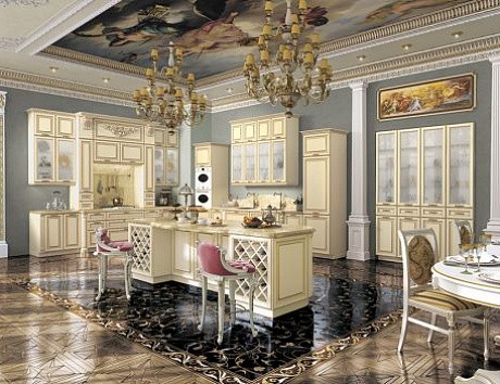 Кухни в стиле барокко, аристократичная мебель. Заказать мебель для кухни в стиле барокко вы сможете в бренда «Кухонный двор».