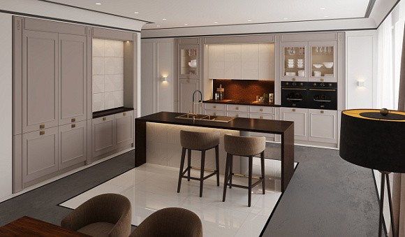 Бежевая кухня в Мурманске