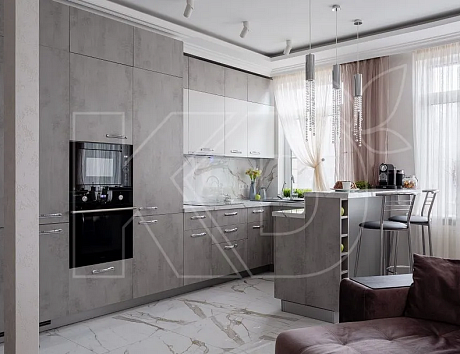 Фото кухни в квартире. Мифы вокруг глянцевых фасадов с фотопечатью. Красота зависит от ухода. 