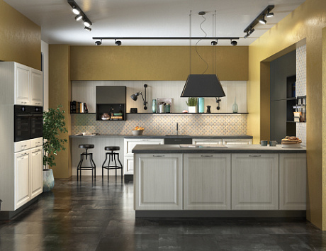 Интерьер белой кухни в скандинавском стиле